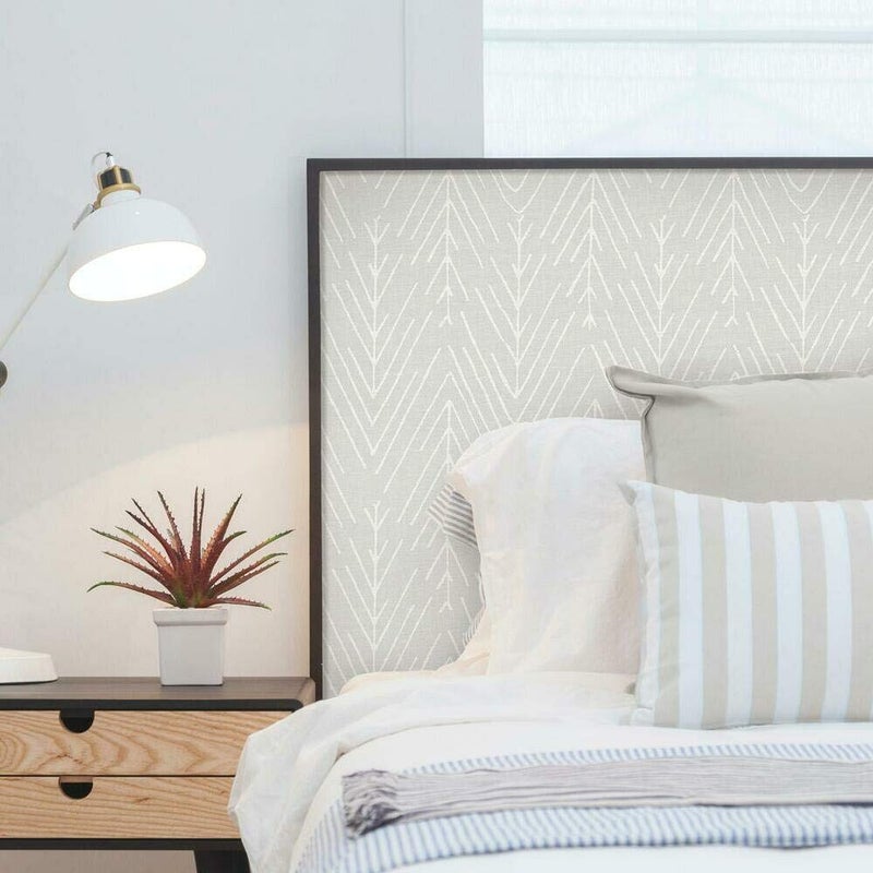 RoomMates RMK11672WP Light Gray Twig Hygge Herringbone Peel and Stick Wallpaper - Image 3